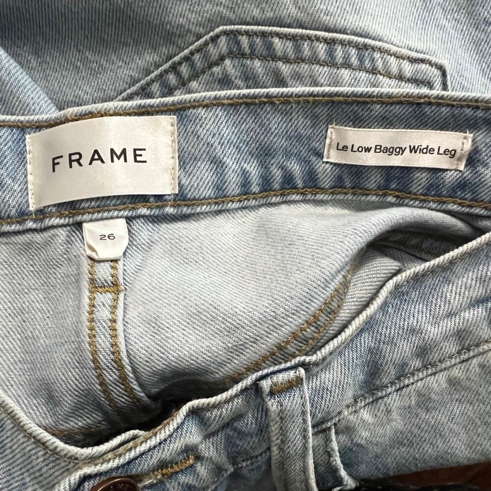 FRAME Le Low Baggy Wide Leg Jeans Light Wash Size 26 - Picture 6 of 7